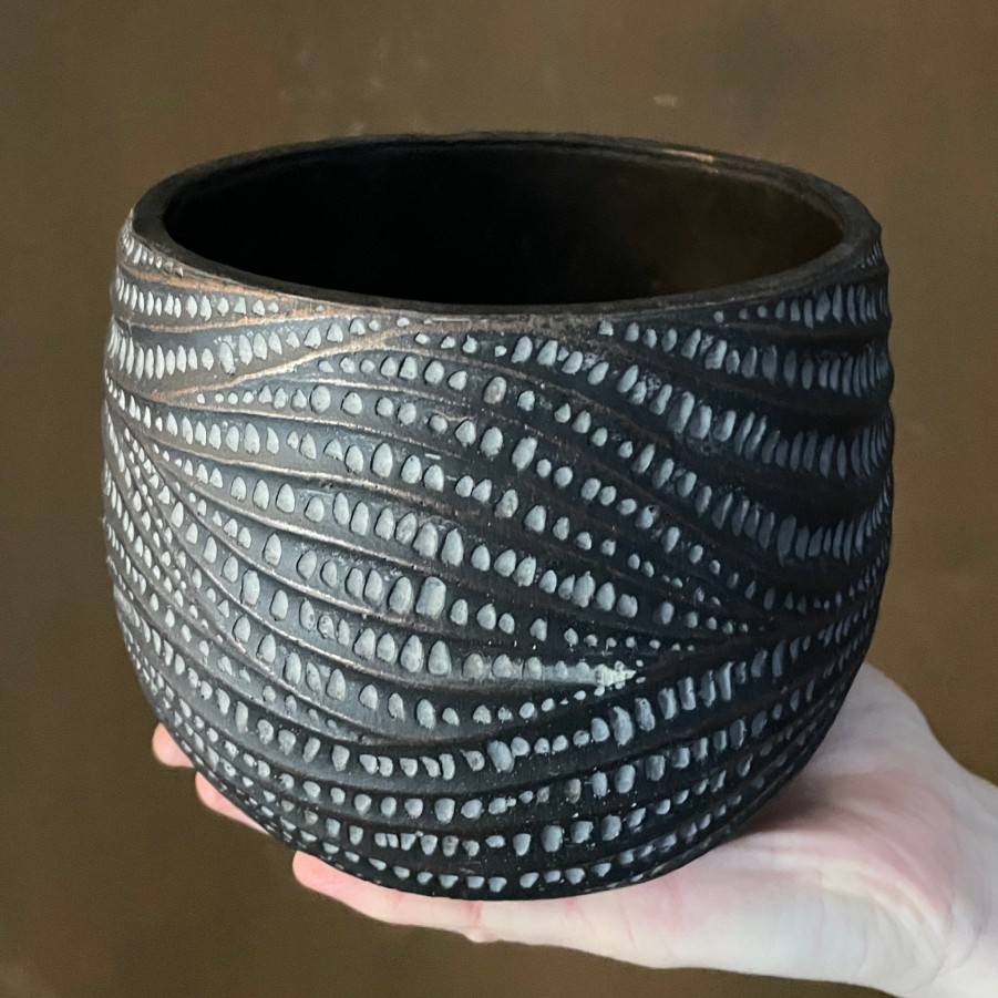 Growurban Swirl Pot - Charcoal | 14Cm | Indoor Pots