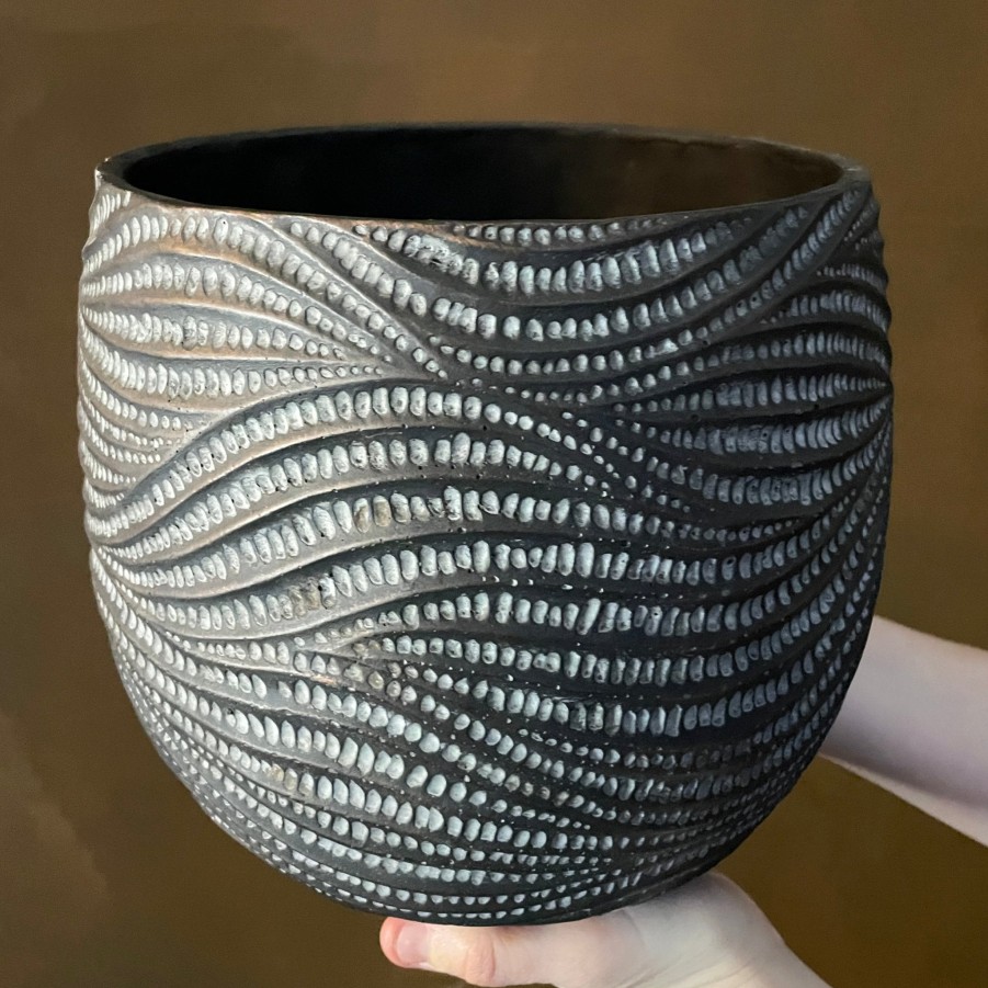 Growurban Swirl Pot - Charcoal | 22Cm | Indoor Pots