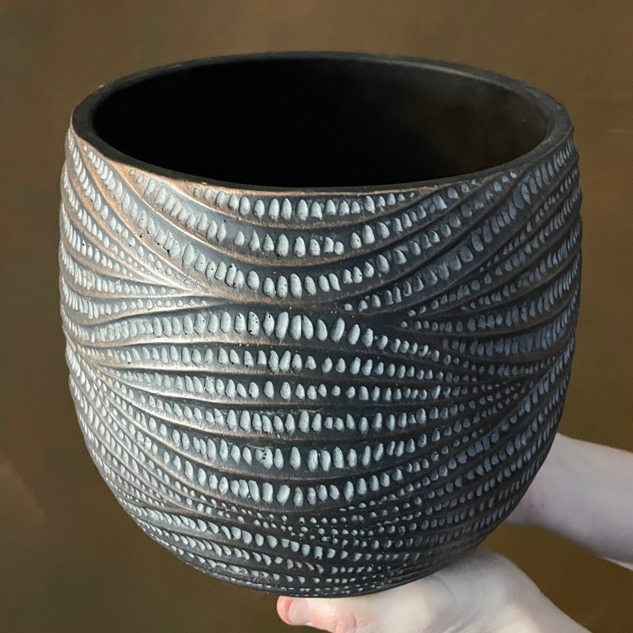 Growurban Swirl Pot - Charcoal | 20Cm | Indoor Pots